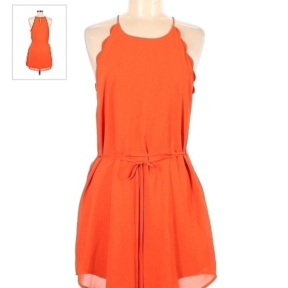 lost april cream colored halter mini dress with scalloped neckline - Picture 7 of 11